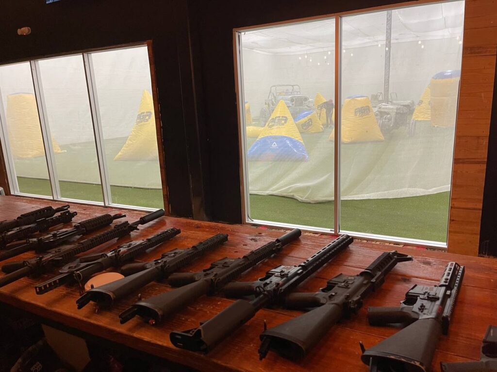 Paintball Arena View from Behind the Marker Station